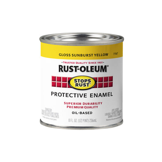 Rust-Oleum Stops Rust Indoor and Outdoor Gloss Sunburst Yellow Oil-Based Protective Paint 0.5 pt