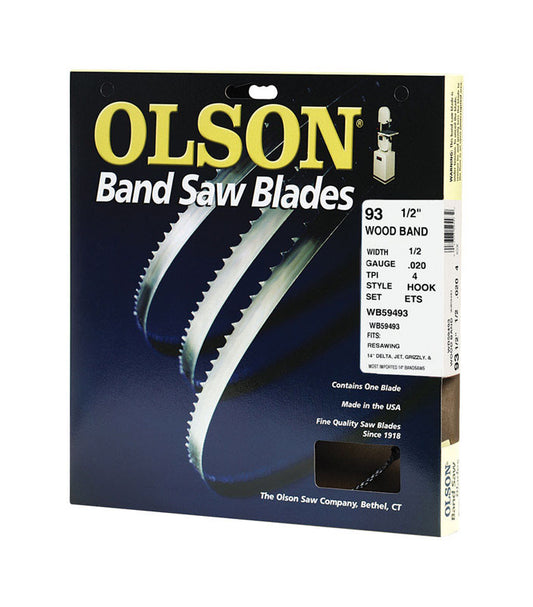 Olson 93 in. L X 1/2 in. W Carbon Steel Band Saw Blade 4 TPI Hook teeth 1 pk