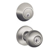 Schlage Corona Satin Stainless Steel Knob and Single Cylinder Deadbolt 1-3/4 in.