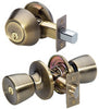 Master Lock Antique Brass Entry Knob and Single Cylinder Deadbolt 1-3/4 in.