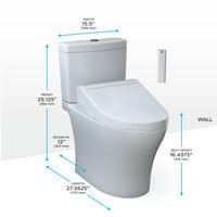 TOTO®WASHLET+®  Aquia IV Two-Piece Elongated Dual Flush 1.28 and 0.9 GPF Toilet and WASHLET C5 Bidet Seat, Cotton White - MW4463084CEMGN#01