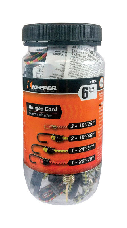 Keeper Assorted Bungee Cord Set 24 in. L X 0.374 in. 6 pk