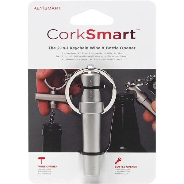 Llavero abrebotellas plateado de acero inoxidable KeySmart CorkSmart