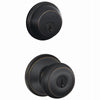Schlage Georgian Aged Bronze Knob and Single Cylinder Deadbolt 1-3/4 in.