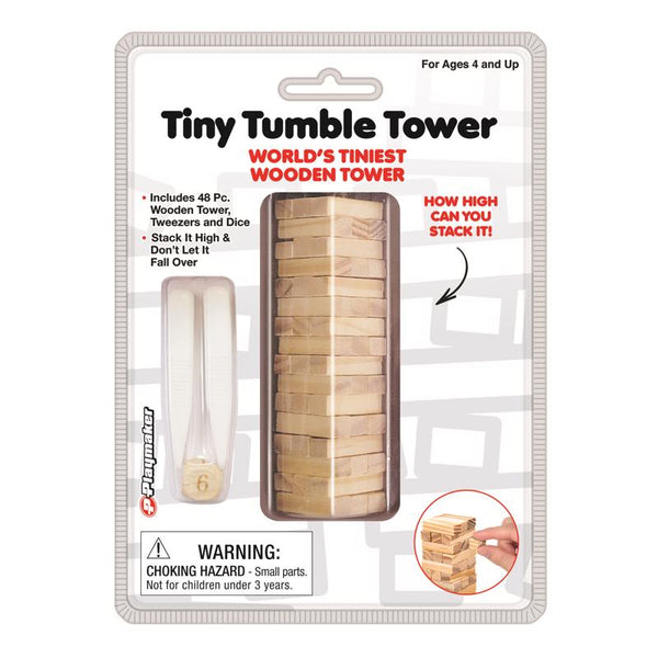 Playmaker Toys Tiny Tumble Tower Wood Brown 48 pc (Pack of 12)