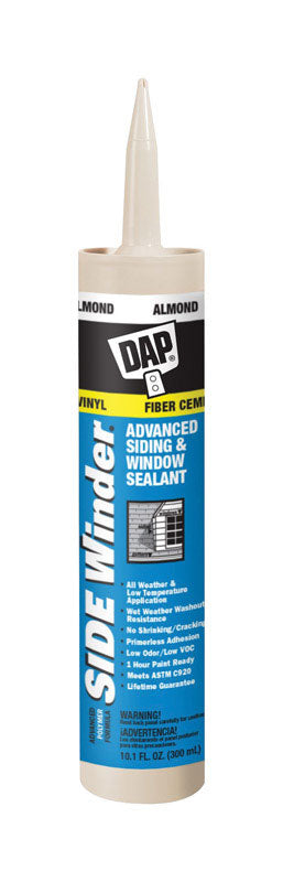 DAP SideWinder Almond Polymer Siding and Window Sealant 10.1 oz. (Pack of 12)