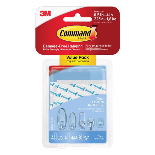 3M Command Assorted Plastic Adhesive Strips 3-3/8 in. L 16 pk