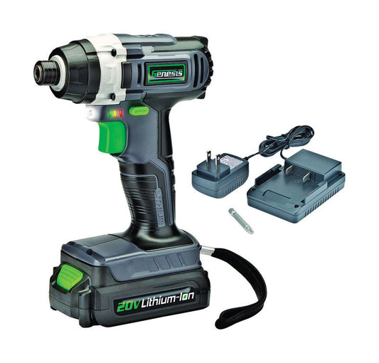 Genesis 20 V 1/4 in. Cordless Impact Driver Kit (Battery & Charger)