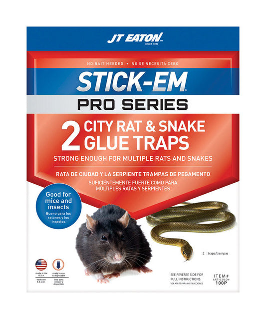 JT Eaton Stick-Em Pro Series Glue Trap For Rodents and Snakes 2 pk (Pack of 6)