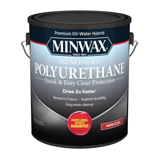 Minwax Transparent Gloss Clear Water-Based Latex Oil-Modified Polyurethane 1 gal. (Pack of 2)