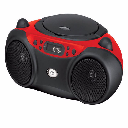 GPX Black/Red Plug-in CD Player & Boombox 12.99 L x 4.69 H x 8.86 W in.