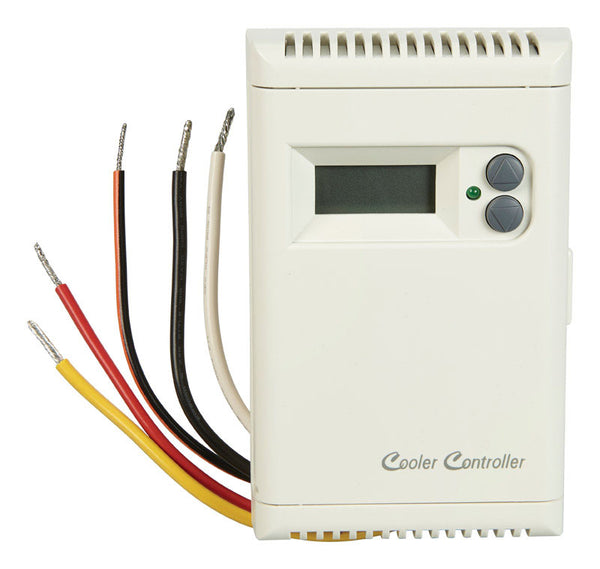 Controlador de enfriador con dial, termostato de enfriador evaporativo de plástico blanco, 4-1/2 alto x 2-7/8 ancho x 2 profundidad pulgadas.