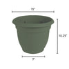 Bloem Thyme Green Resin Bell Ariana Planter 10.2 H x 12 Dia. in.
