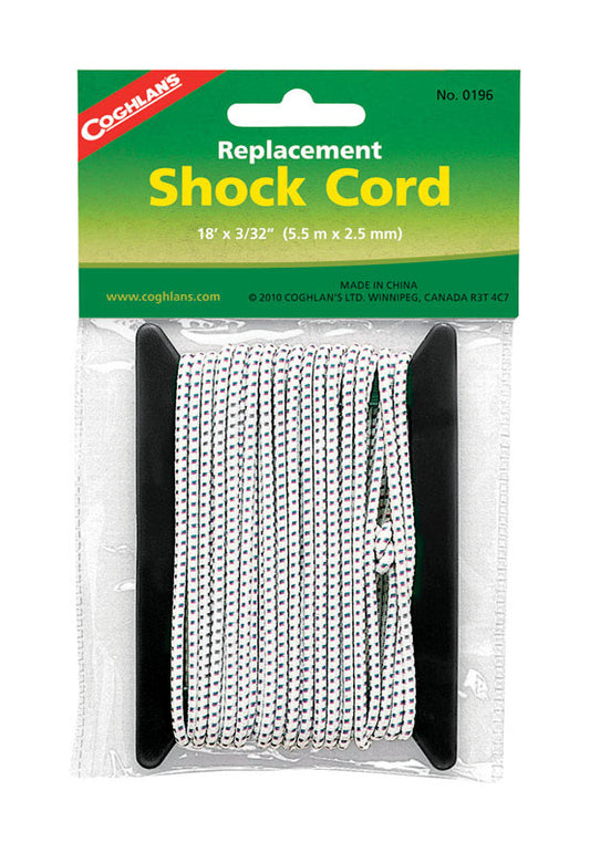 Coghlan's White Replacement Shock Cord 6.625 in. H X 3/32 in. W X 18 ft. L 1 pk