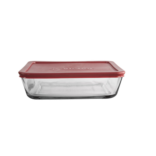 Anchor Hocking 91551L20 6 Cup Rectangular Kitchen Storage With Red Lid (Pack of 4)
