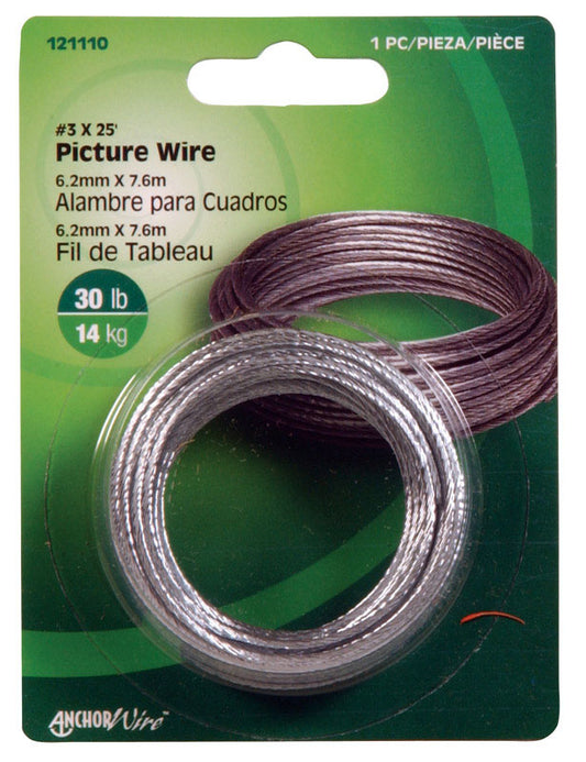 Hillman AnchorWire Steel-Plated Silver Braided Picture Wire 30 lb. 10 pk (Pack of 10)