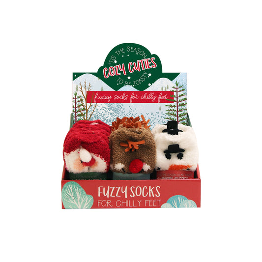 Cozy Cuties Polyester Winter/Christmas Fuzzy Socks for Indoor/Outdoor Use (Pack of 24)