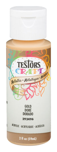 Rust-Oleum Testors Craft Metallic Gold Water-Based Paint Interior 10 g/L 2 oz (Pack of 6).
