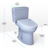 TOTO® Drake® WASHLET®+ Two-Piece Elongated 1.28 GPF Universal Height TORNADO FLUSH® Toilet with S7 Contemporary Bidet Seat, 10 Inch Rough-In, Cotton White - MW7764726CEFG.10#01