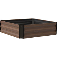 Panacea Urban Gardener Expandable Raised Garden Bed 36 x 36 x 10 in Walnut Steel Planter for Outdoor Gardening