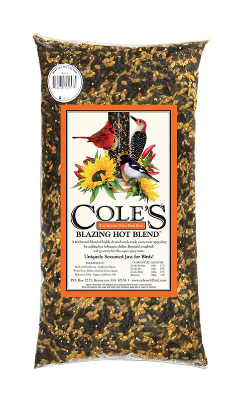 Cole's Blazing Hot Blend Assorted Species Black Oil Sunflower Wild Bird Food 5 lb