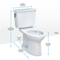 TOTO® Drake® Transitional Two-Piece Elongated 1.28 GPF Universal Height TORNADO FLUSH® Toilet with CEFIONTECT®, Cotton White - CST786CEFG#01