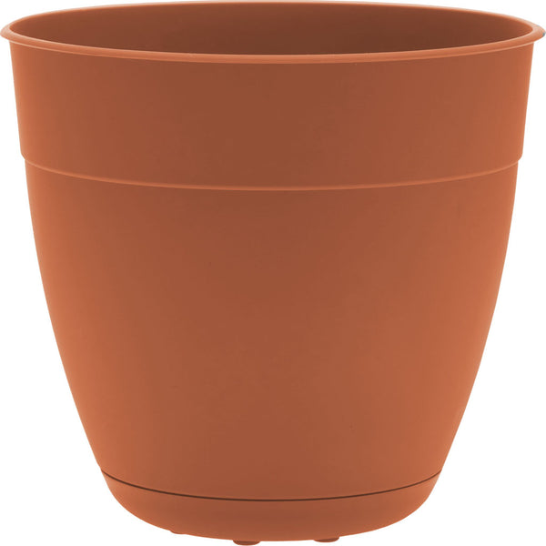 Bloem Dayton Planter 20 in. Dia. Plastic Flower Pot with Attached Saucer Terracotta
