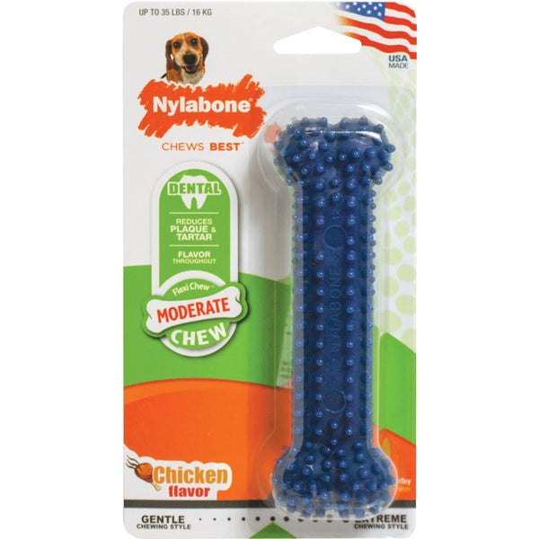 Nylabone Moderate Chew Dental Dog Bone, Medium Size, Chicken Flavor