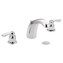 Chrome two-handle low arc bathroom faucet