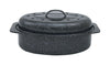 COLUMBIAN HOME Black Porcelain Enamel Covered Oval Roaster 7 lbs. Capacity (Pack of 2)