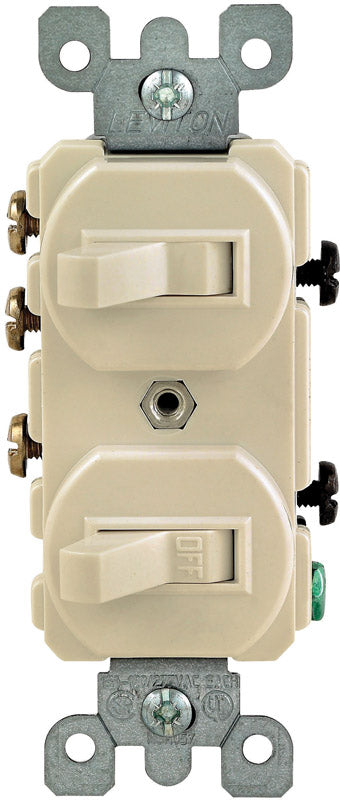 Leviton 15 amps Single Pole or 3-way Rocker Duplex Combination Switch Ivory 1 pk