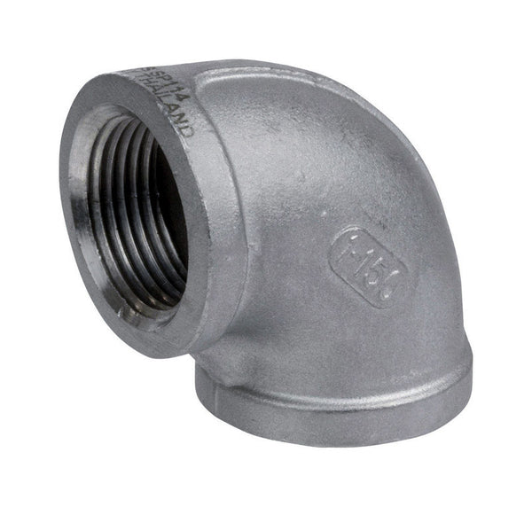 Codo de acero inoxidable Smith-Cooper de 1-1/2 pulg. FPT x 1-1/2 pulg. D FPT