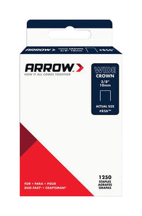 Arrow #856 1/2 in. W X 3/8 in. L 18 Ga. Wide Crown Standard Staples 1250 pk - Open Box