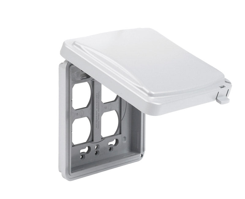 Rectangular Receptacle TayMac Rectangle Plastic 2 gang 5-1/2 in. H X 4.08 in. W Receptacle Bo ...