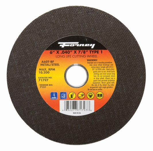 Forney 6 in. D X 7/8 in. Aluminum Oxide Metal Cut-Off Wheel 1 pc