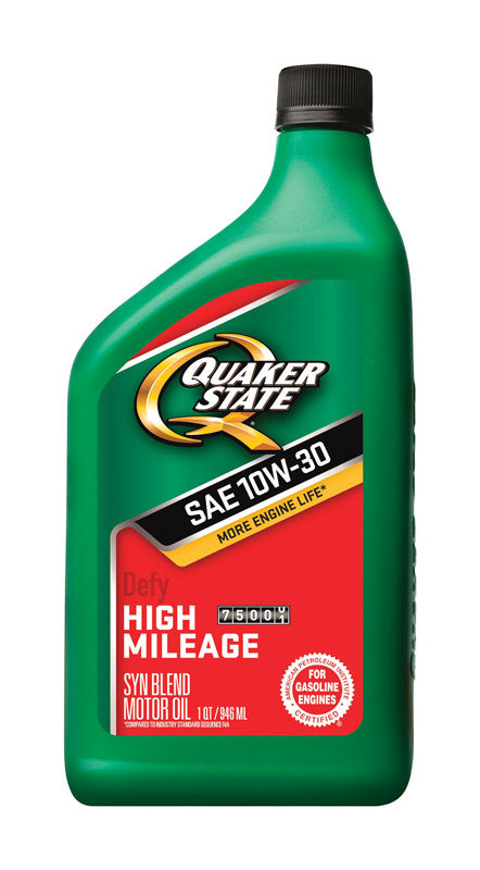 Quaker State Defy 4-Cycle Engine 10W-30 Multi Grade Motor Oil 1 qt. for Higher Mileage (Pack of 6)