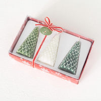 Sullivans Vance Kitira Green & White Pine Cone Tree Set Candle (Pack of 4)