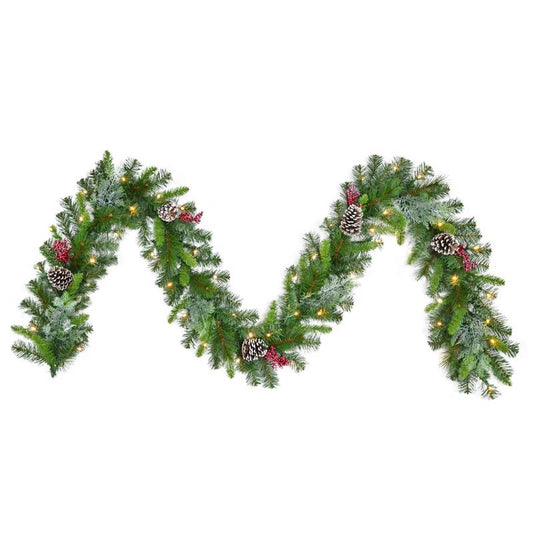 Celebrations 12 in. D X 9 ft. L LED Prelit Warm White Icy Mixed Pine Garland (Pack of 4)