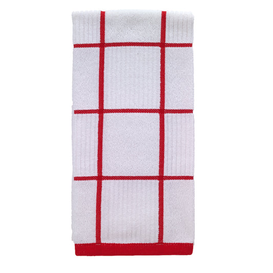 T-Fal Red Cotton Checked Parquet Kitchen Towel (Pack of 6)
