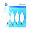 GE 60 watts CA10 Decorative Incandescent Bulb E12 (Candelabra) Soft White 4 pk (Pack of 4)
