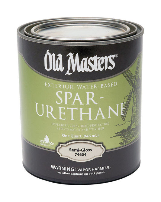 Old Masters  Semi-Gloss  Clear  Water-Based  Spar Urethane  1 qt.