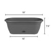 Bloem Lucca Charcoal Gray Resin Oval Window Box 7.5 H x 19 W x 9.13 D in. with Saucer