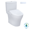 TOTO® WASHLET®+ Aquia® IV Two-Piece Elongated Dual Flush 1.28 and 0.9 GPF Toilet with Auto Flush S7A Contemporary Bidet Seat, Cotton White - MW4464736CEMFGNA#01