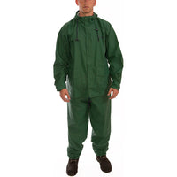 PVC on Nylon Rainwear Suit Green Medium Waterproof Jacket and Pants Set