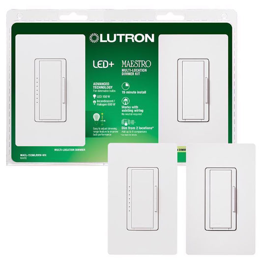 Lutron Maestro White 150 W 3-Way Dimmer Switch 1 pk