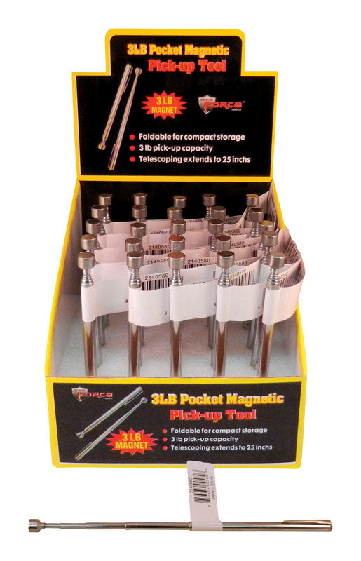 Diamond Visions 25 in. Telescoping Pocket Pick-Up Magnet 3 lb. Silver (Pack of 25)