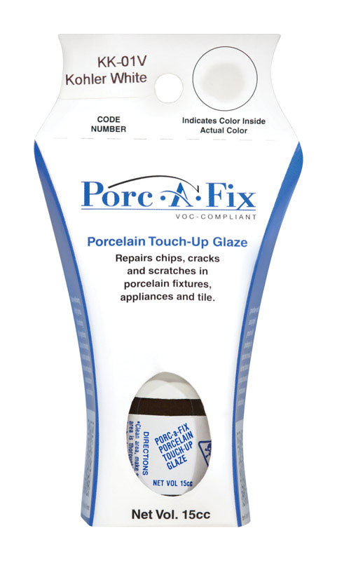 Porc-A-Fix Kohler White Low VOC Porcelain Sheen Touch-Up Glaze 15 cc Capacity
