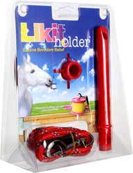 Likit Treat Holder Interactive Equine Toy with Hanging Rope Red