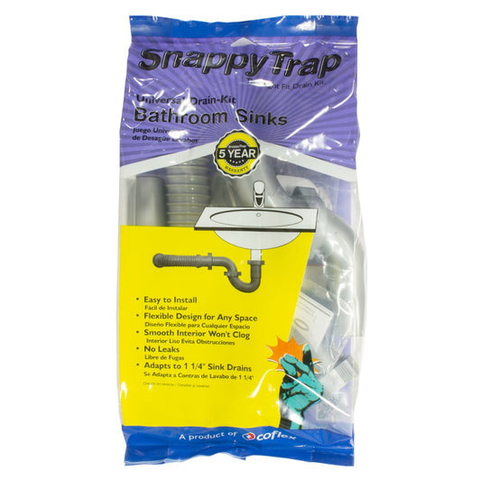 Snappy Trap Universal Gray PVC Single Sink Drain Kit 16.5 L x 1-1/2 Dia. x 1-1/4 Dia. in.