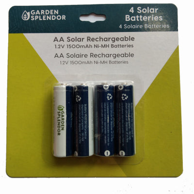 Solar Rechargeable Batteries, AA, 4-Pk.